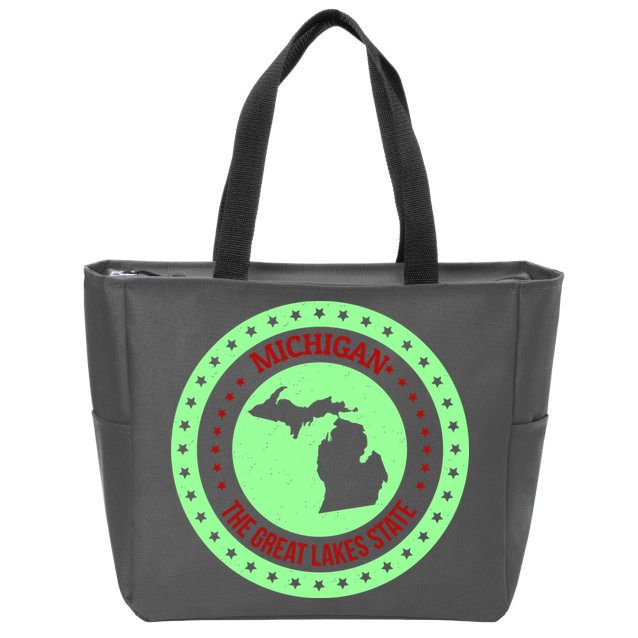 Retro Michigan The Great Lake State Logo Zip Tote Bag