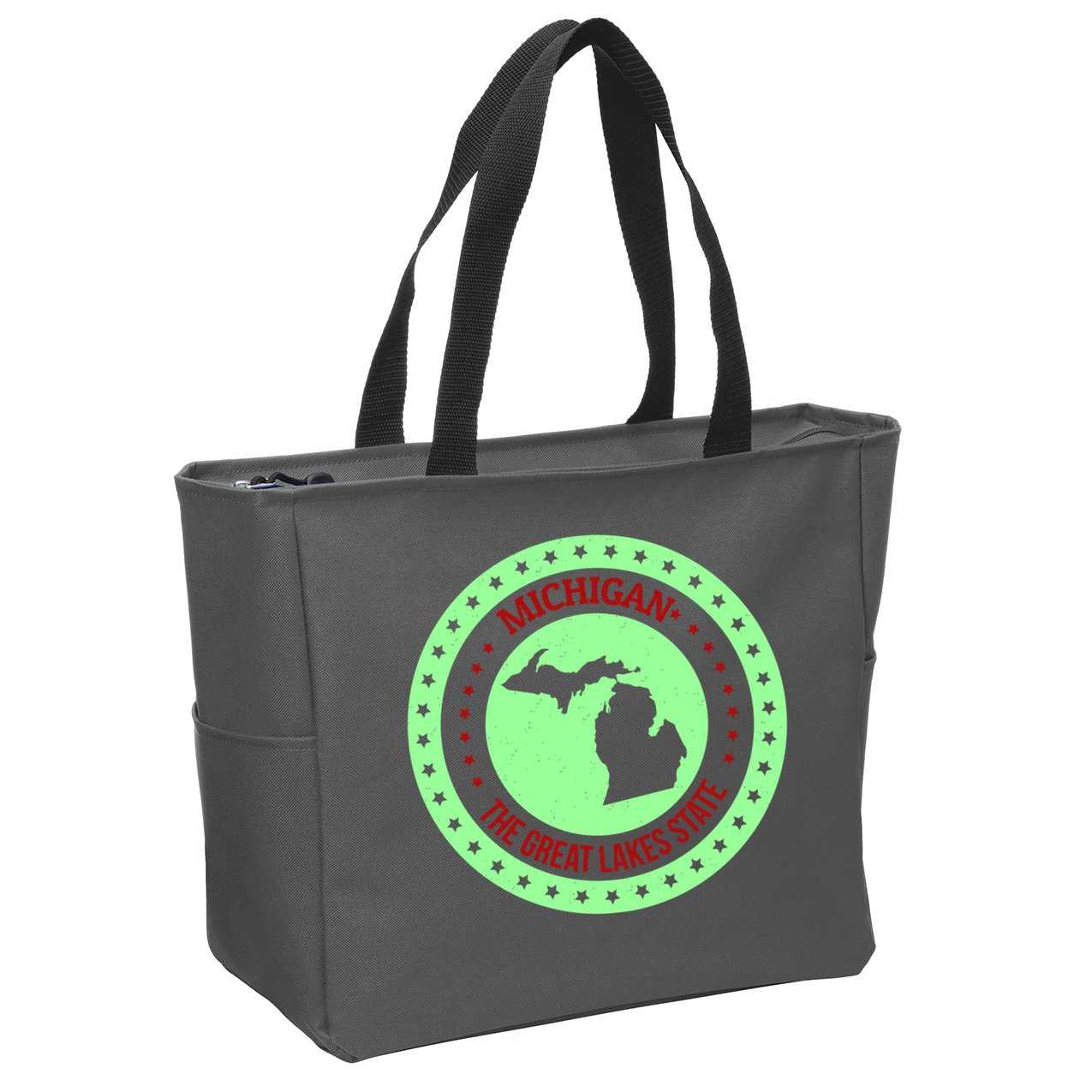 Retro Michigan The Great Lake State Logo Zip Tote Bag