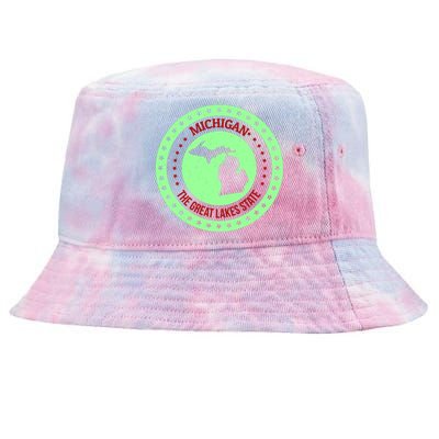 Retro Michigan The Great Lake State Logo Tie-Dyed Bucket Hat