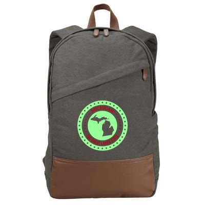 Retro Michigan The Great Lake State Logo Cotton Canvas Backpack
