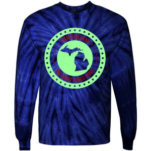 Retro Michigan The Great Lake State Logo Tie-Dye Long Sleeve Shirt