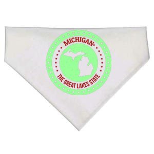 Retro Michigan The Great Lake State Logo USA-Made Doggie Bandana