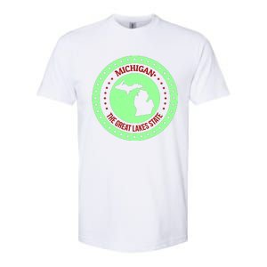 Retro Michigan The Great Lake State Logo Softstyle CVC T-Shirt