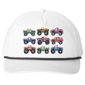 Retro Monster Trucks In A Row Snapback Five-Panel Rope Hat