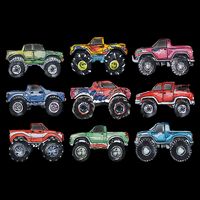 Retro Monster Trucks In A Row 7-Panel Snapback Hat