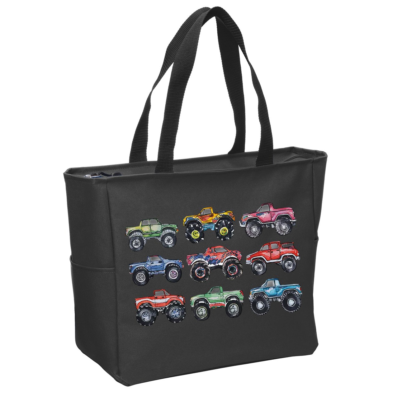 Retro Monster Trucks In A Row Zip Tote Bag