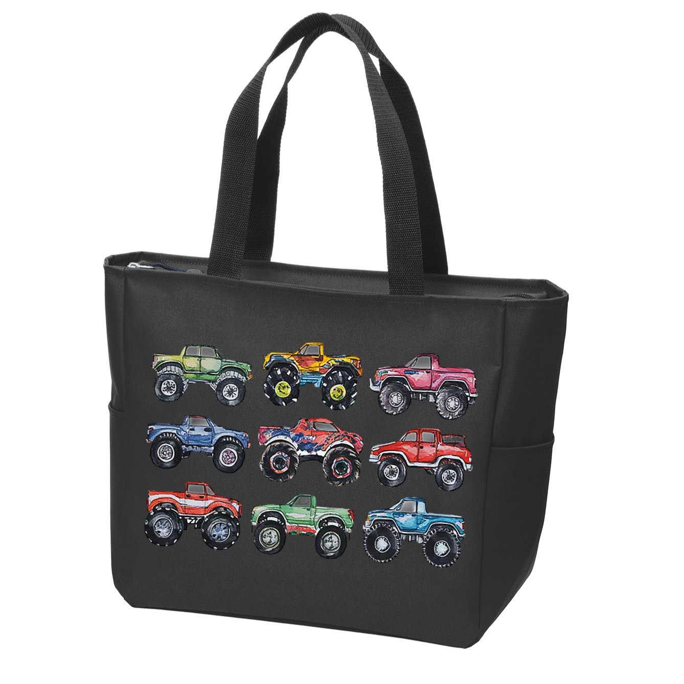 Retro Monster Trucks In A Row Zip Tote Bag