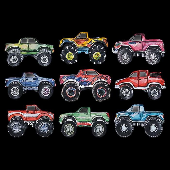 Retro Monster Trucks In A Row Zip Tote Bag