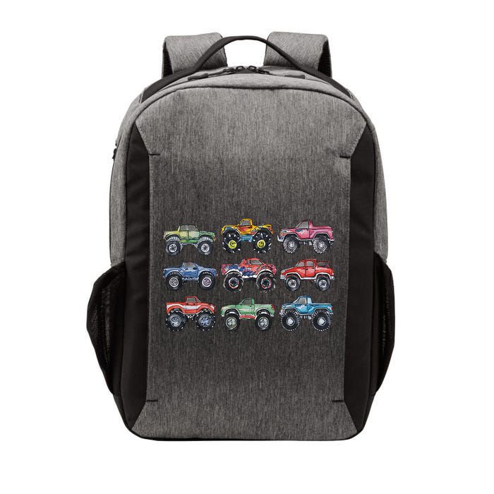 Retro Monster Trucks In A Row Vector Backpack