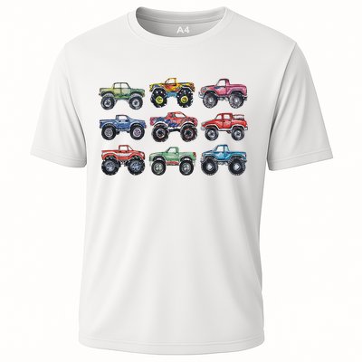 Retro Monster Trucks In A Row Performance Shirt