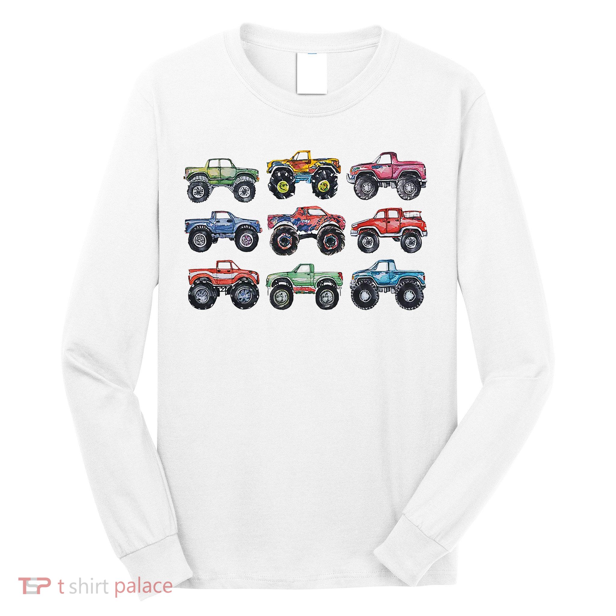 Retro Monster Trucks In A Row Long Sleeve Shirt