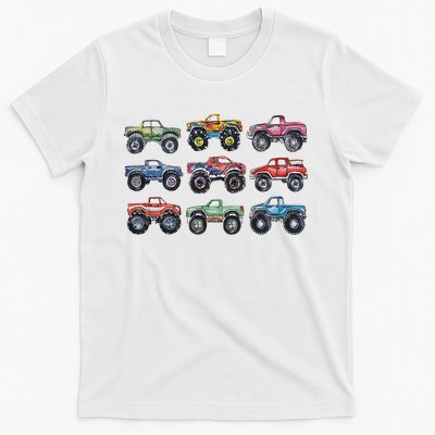 Retro Monster Trucks In A Row T-Shirt