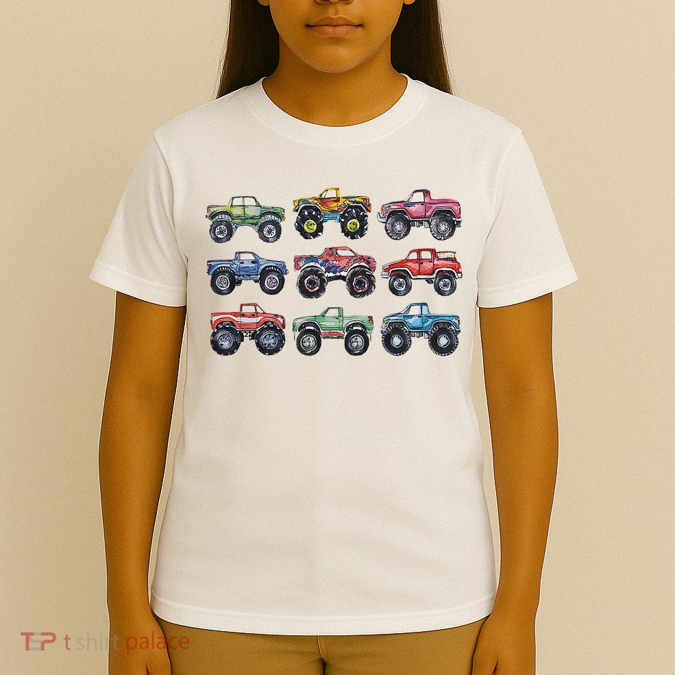 Retro Monster Trucks In A Row T-Shirt
