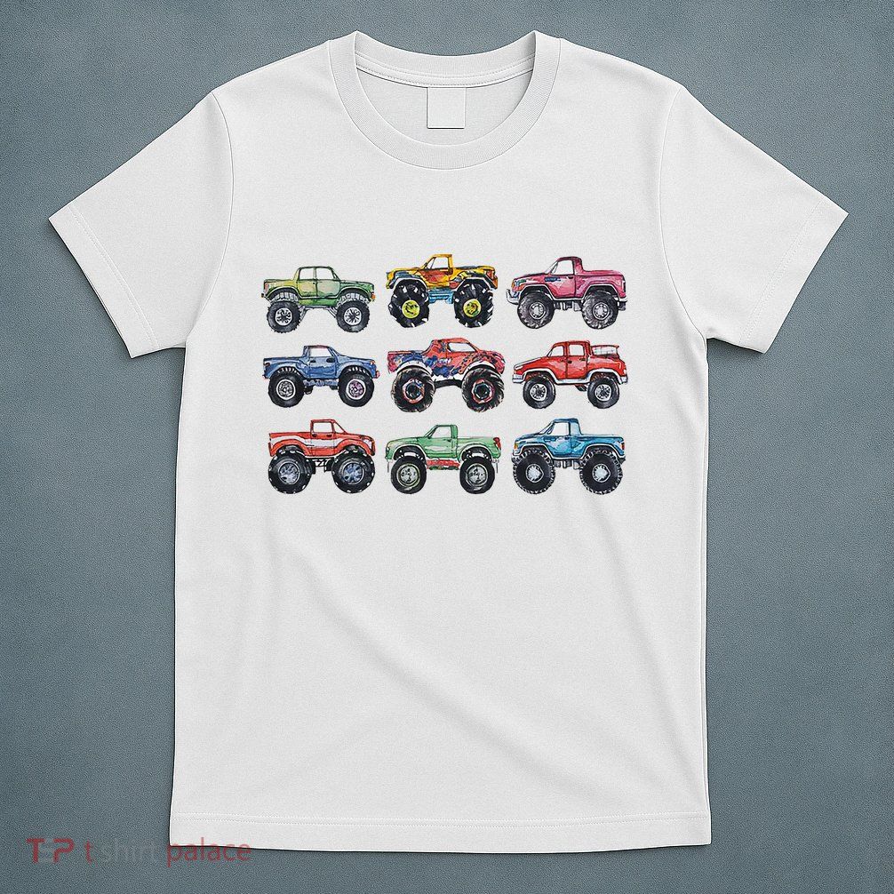 Retro Monster Trucks In A Row T-Shirt