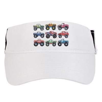 Retro Monster Trucks In A Row Adult Drive Performance Visor