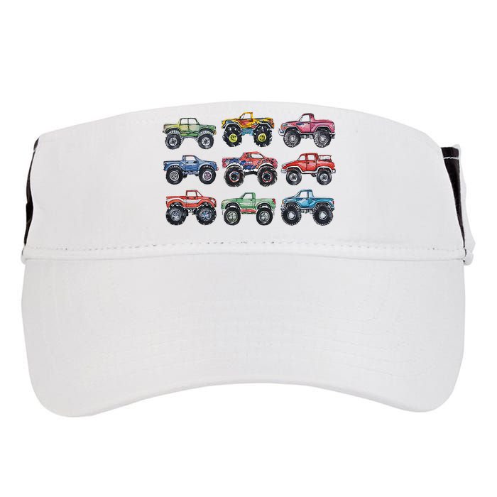Retro Monster Trucks In A Row Adult Drive Performance Visor