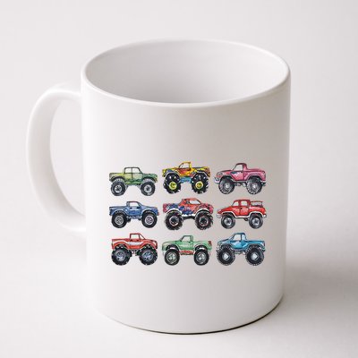 Retro Monster Trucks In A Row Mug