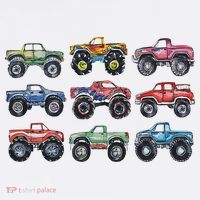 Retro Monster Trucks In A Row 11oz C Handle Ceramic Mug