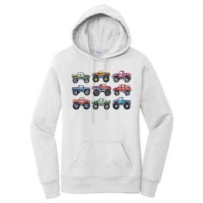 Retro Monster Trucks In A Row Women's Pullover Hoodie