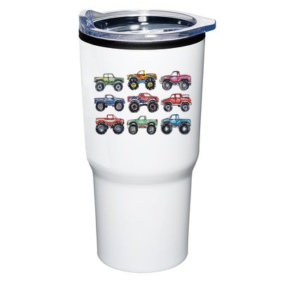Retro Monster Trucks In A Row Tumbler