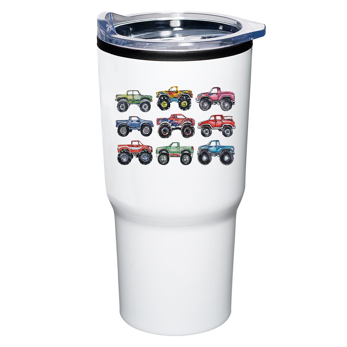 Retro Monster Trucks In A Row Tumbler