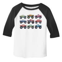 Retro Monster Trucks In A Row Toddler Fine Jersey T-Shirt