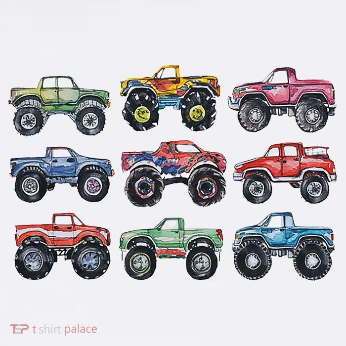 Retro Monster Trucks In A Row Tank Top