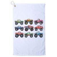 Retro Monster Trucks In A Row Golf Towel