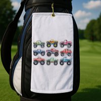 Retro Monster Trucks In A Row Golf Towel