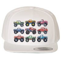 Retro Monster Trucks In A Row Wool Snapback Cap