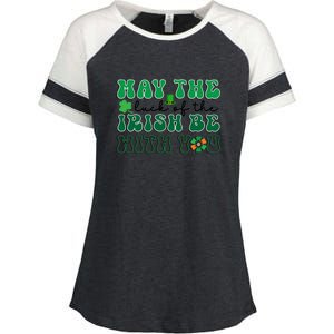 Retro May The Luck Of The Irish Be With You Funny St. Patricks Day Enza Ladies Jersey Colorblock Tee