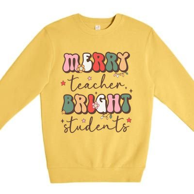 Retro Merry Teacher Bright Students Funny Christmas Teacher Gift Premium Crewneck Sweatshirt