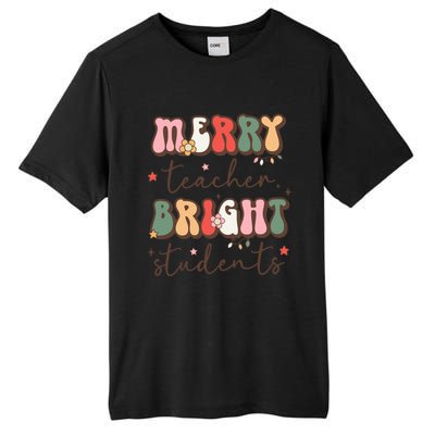 Retro Merry Teacher Bright Students Funny Christmas Teacher Gift Tall Fusion ChromaSoft Performance T-Shirt