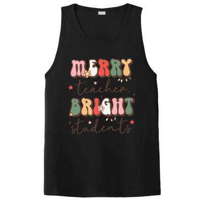 Retro Merry Teacher Bright Students Funny Christmas Teacher Gift PosiCharge Competitor Tank