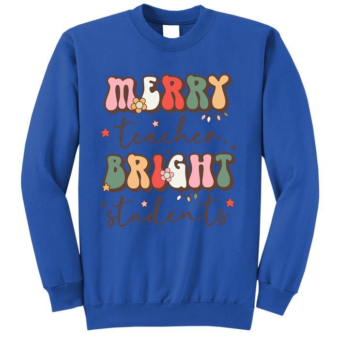 Retro Merry Teacher Bright Students Funny Christmas Teacher Gift Sweatshirt