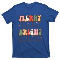 Retro Merry Teacher Bright Students Funny Christmas Teacher Gift T-Shirt