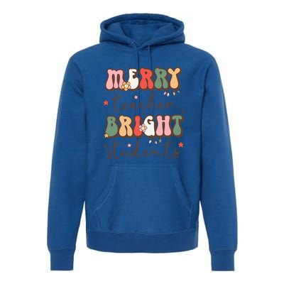 Retro Merry Teacher Bright Students Funny Christmas Teacher Gift Premium Hoodie