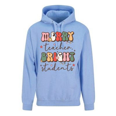 Retro Merry Teacher Bright Students Funny Christmas Teacher Gift Unisex Surf Hoodie