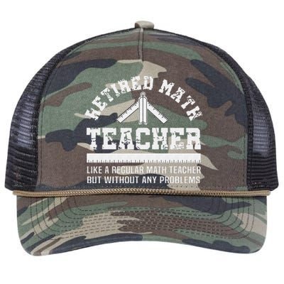 Retired Math Teacher Funny Retirement Problems Retro Rope Trucker Hat Cap