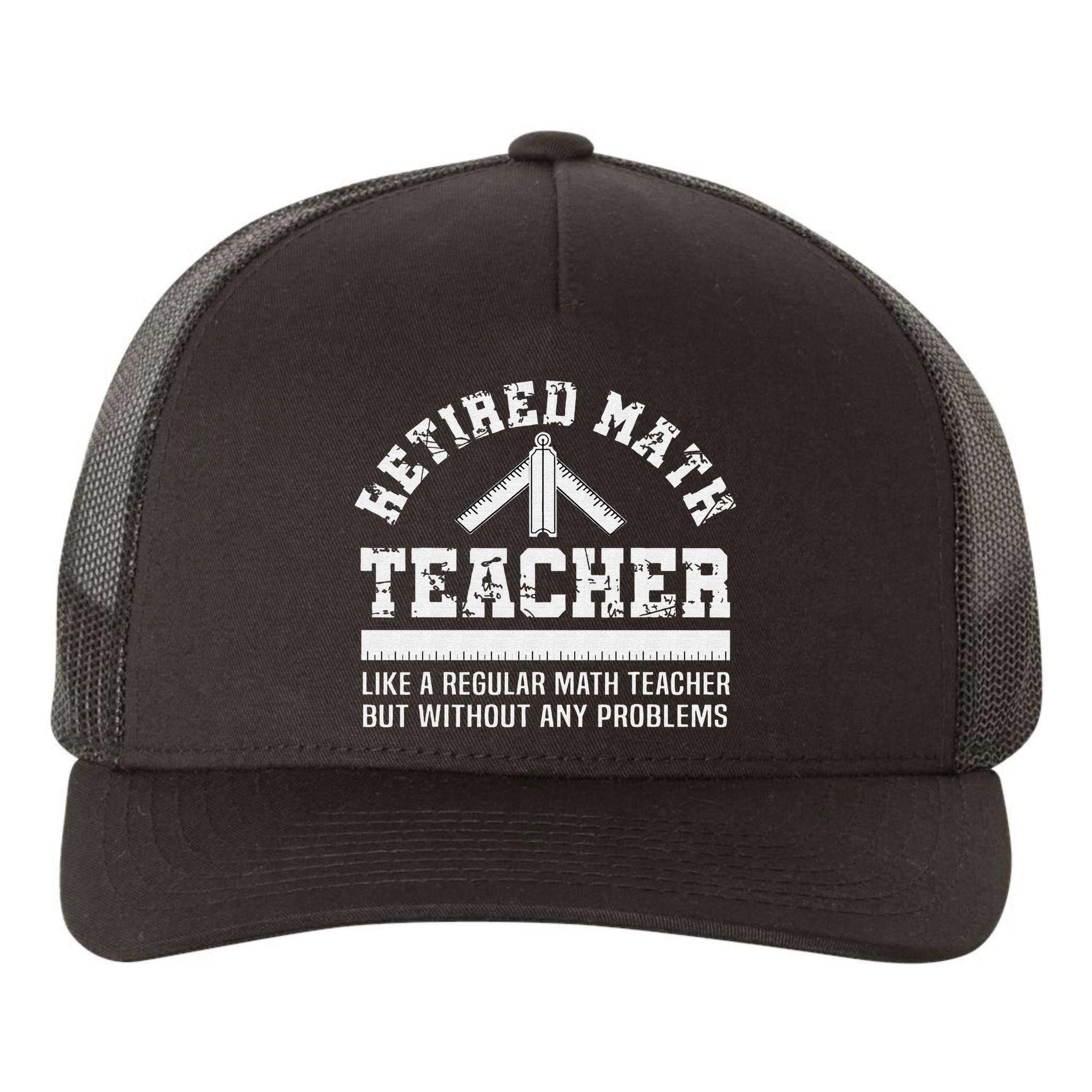 Retired Math Teacher Funny Retirement Gift Problems Yupoong Adult 5-Panel Trucker Hat