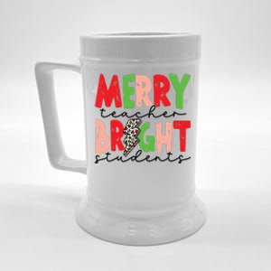 Retro Merry Teacher Bright Students Funny Christmas Teacher Beer Stein