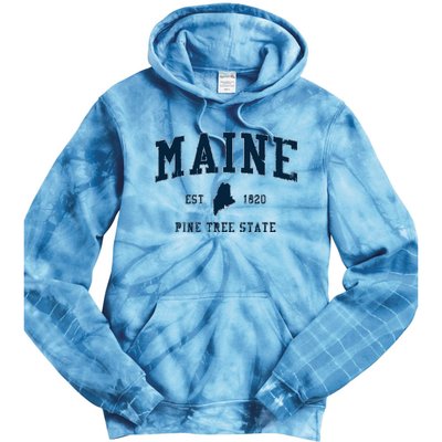 Retro Maine T Vintage State Sports Design Tie Dye Hoodie