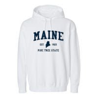 Retro Maine T Vintage State Sports Design Garment-Dyed Fleece Hoodie