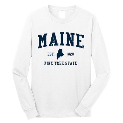 Retro Maine T Vintage State Sports Design Long Sleeve Shirt