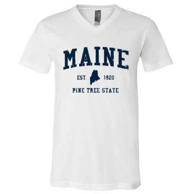 Retro Maine T Vintage State Sports Design V-Neck T-Shirt