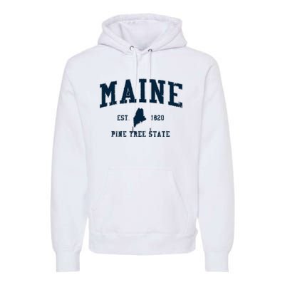 Retro Maine T Vintage State Sports Design Premium Hoodie