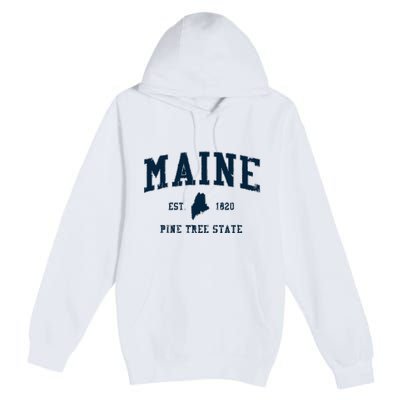 Retro Maine T Vintage State Sports Design Premium Pullover Hoodie