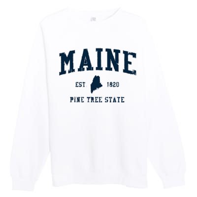 Retro Maine T Vintage State Sports Design Premium Crewneck Sweatshirt