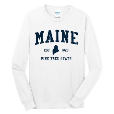 Retro Maine T Vintage State Sports Design Tall Long Sleeve T-Shirt