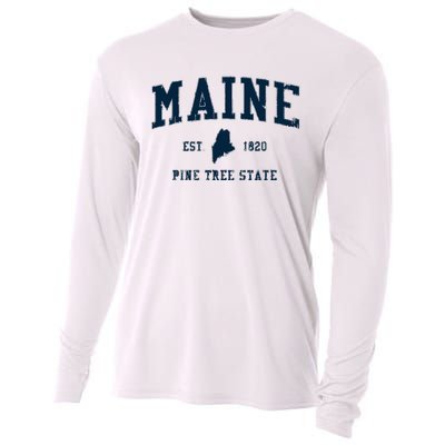 Retro Maine T Vintage State Sports Design Cooling Performance Long Sleeve Crew